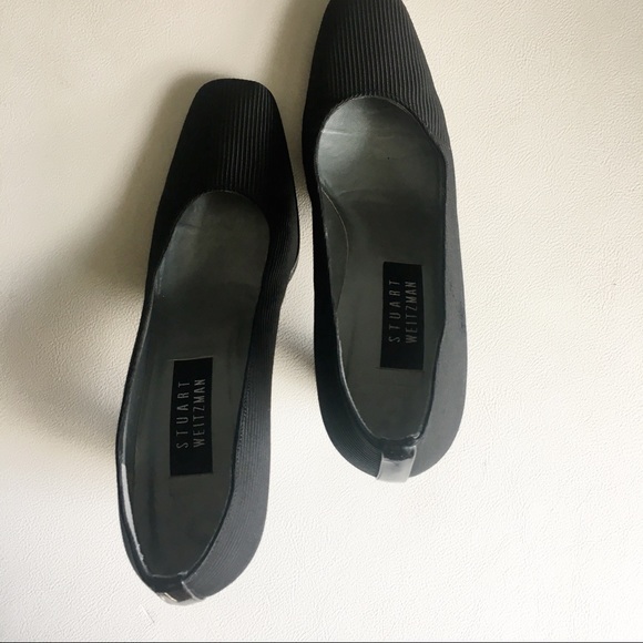 Stuart Weitzman square toe ribbed heels - Picture 4 of 6